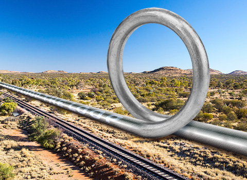 hyper loop steel tube with loop extending across the desert